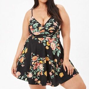 Forever 21 Black Floral Mini Dress – Plus Size 2X – Stretchy